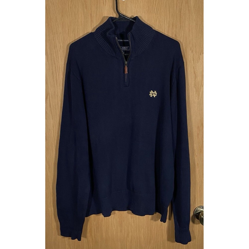 Colony Sportswear Men's XL Notre Dame 1/4 Zip Pullover Sweater Preppy Golf Logo